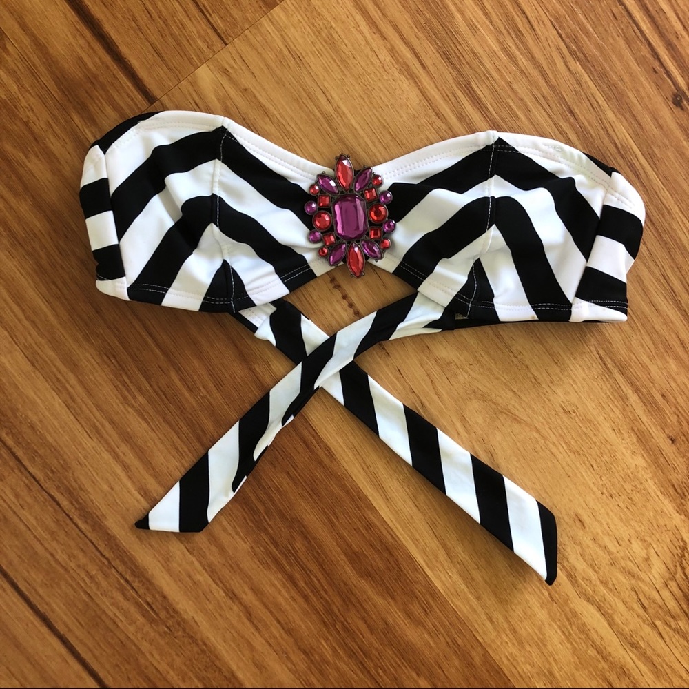 Striped bandeau bikini top